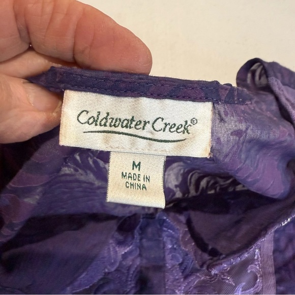 Coldwater Creek Lacy Crinkle Tunic Button Up Purple Blouse Women’s Size Medium - Picture 14 of 14